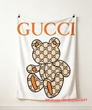 Luxury Gucci-Inspired Teddy Bear Flannel Sofa Throw Blanket IMG_4720